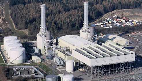 Photograph of a power station taken from above
