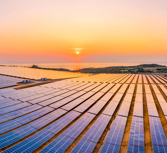 Solar panels in the sun